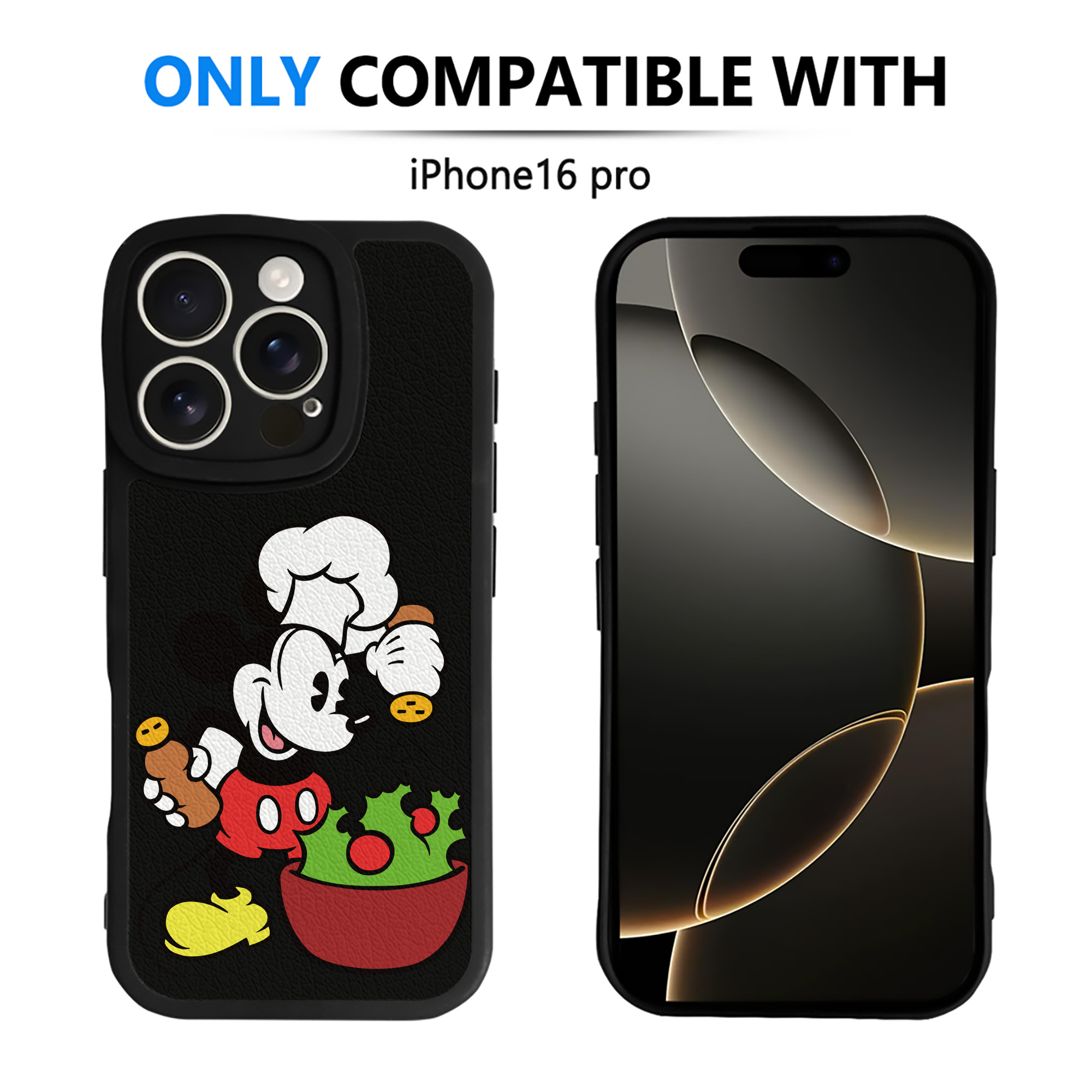 （画像用） ミッキーマウス Mickey Mouse 【iPhone 16シリーズ対応】シリコンスマホケース（レザー調） 材質：シリコン